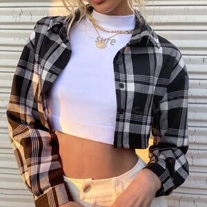 Plaid Cropped Button Up